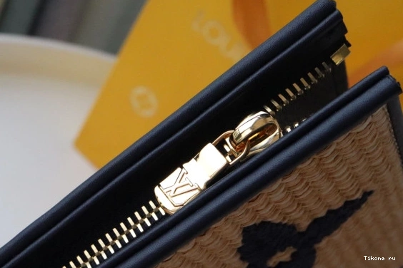 Affordable Raffia Pouch Toiletry Monogram VUITTON LOUIS 0806
